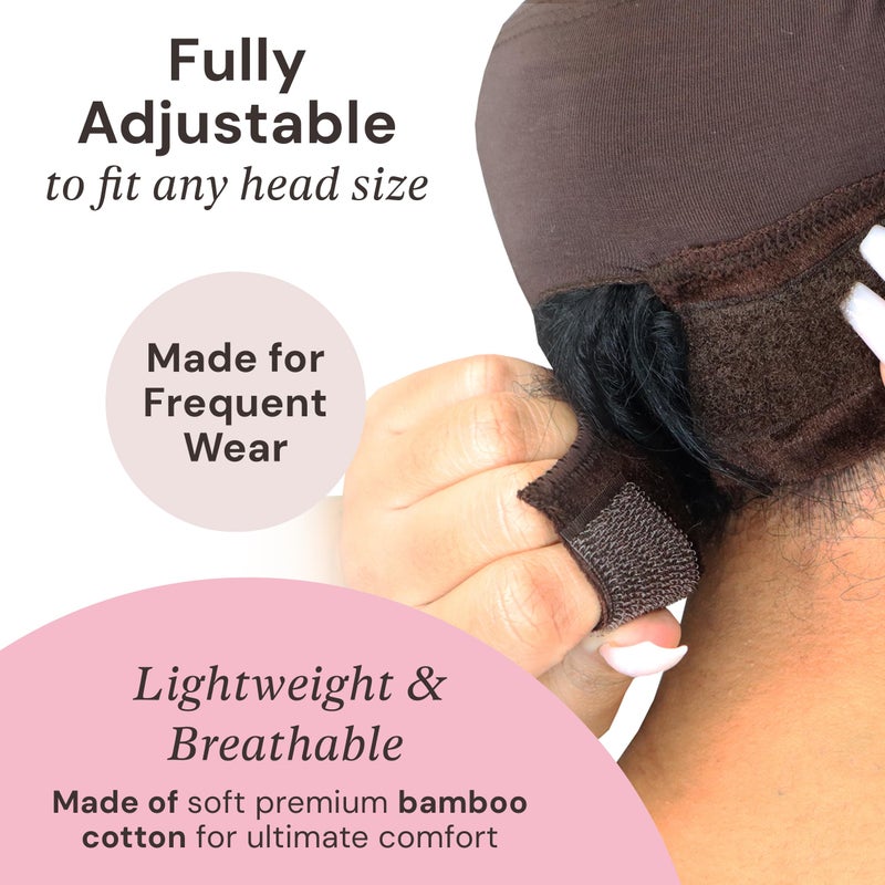 MILANO COLLECTION Lace Wig Grip Cap for Women, Adjustable Wig Caps for Women Non Slip with Headband to Secure Lace Top Perfectly in Place, One Size Fits All, Chocolate Brown, 2 Pack - Image 3